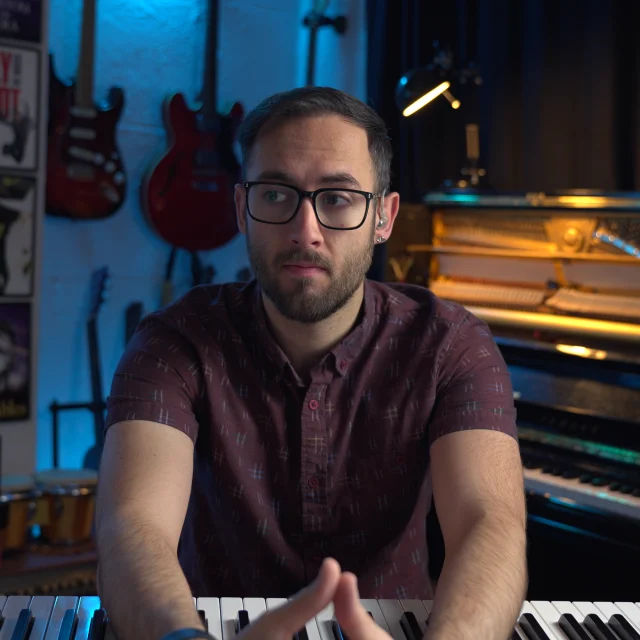 Matthew Cawood at the piano